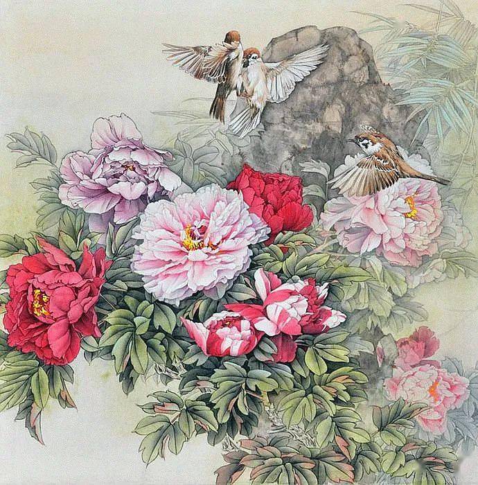 李喆工笔的作品造型生动写实,色彩浓重艳丽,格调朴实雅致!