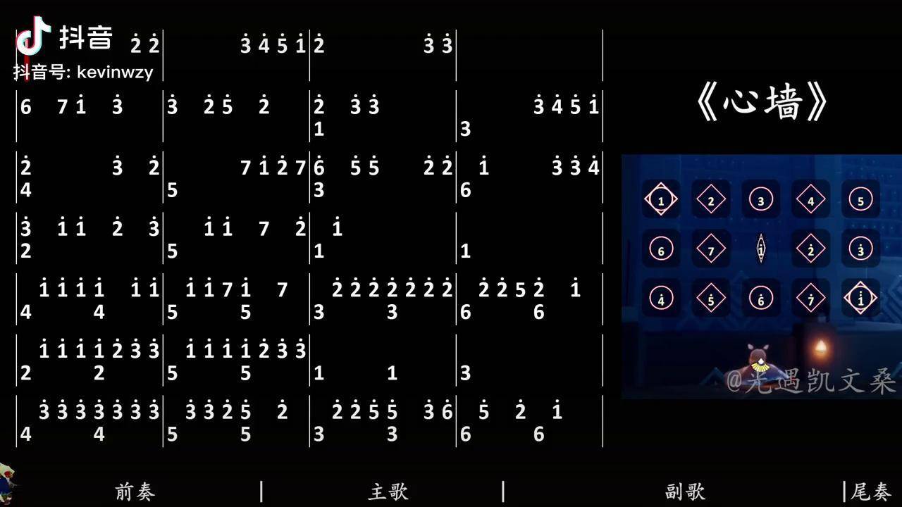 《心墙》2指数字简谱 光遇 光遇琴谱 心墙