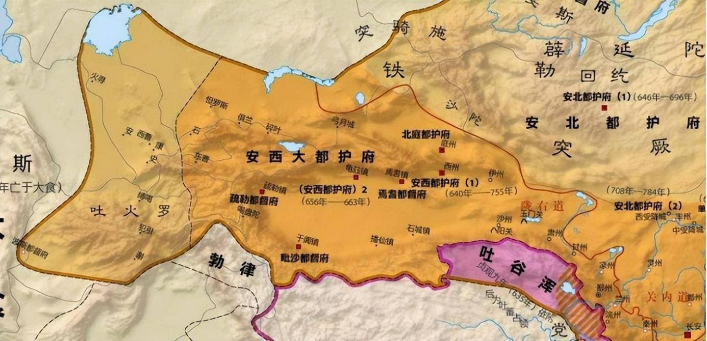 唐安西都护府地图到了宋辽金元时期,金国崛起,1125年辽朝覆灭,同年