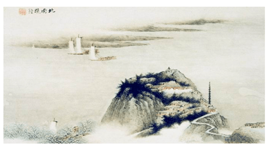 画中探景丨晚钟沉郁惊飞鸟 曲径深幽隐洞天——北固晚钟_三国_刘备_孙刘