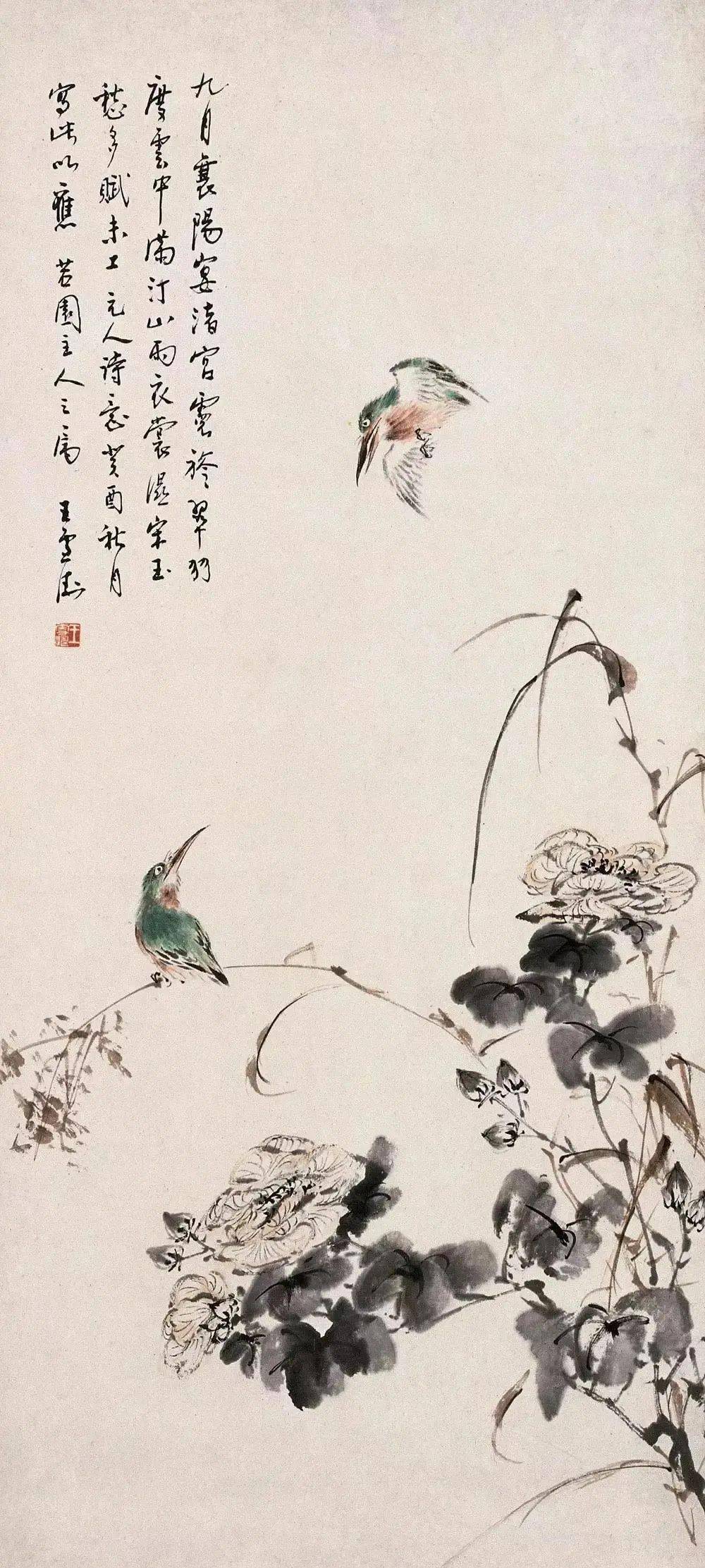 中国額 中国軸 王雪涛在銘 花鸟絵 近現代 中國古美術 中国額 中国軸 王雪涛在銘 花鸟絵 近現代 中國古美術