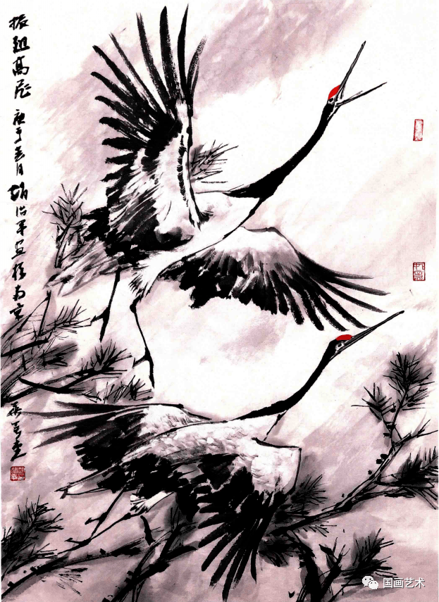 水墨写意画仙鹤的画法图片