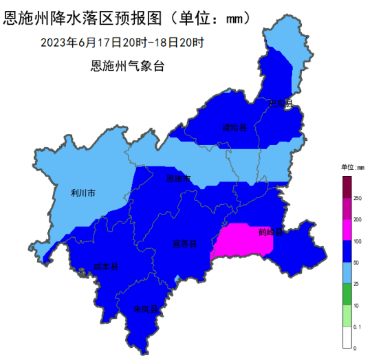 大部暴雨,局部大暴雨,除利川大部,恩施北部,巴東北部及南部外,其餘大