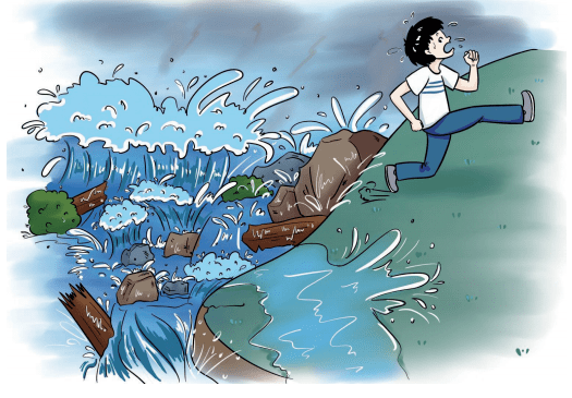 防范措施二,洪水行车安全:涉水时打开大灯和双闪灯,与前面车辆保持车