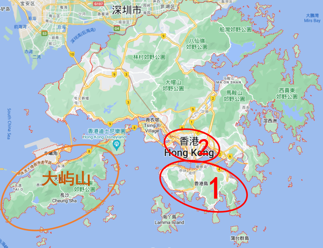 香港地图区域划分图片