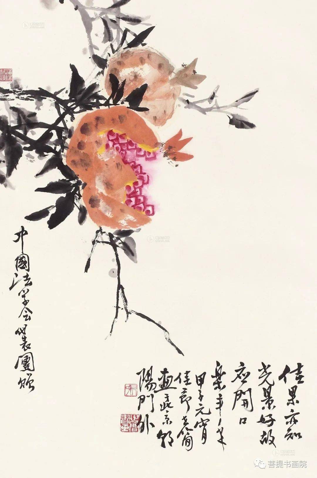 谭老师教你画国画写意石榴_步骤_果实_画法