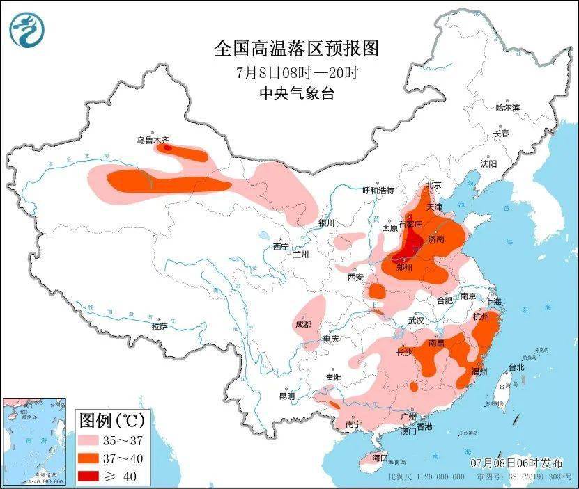 內蒙古西部,新疆吐魯番和南疆盆地東部等地有35℃以上的高溫天氣,其中