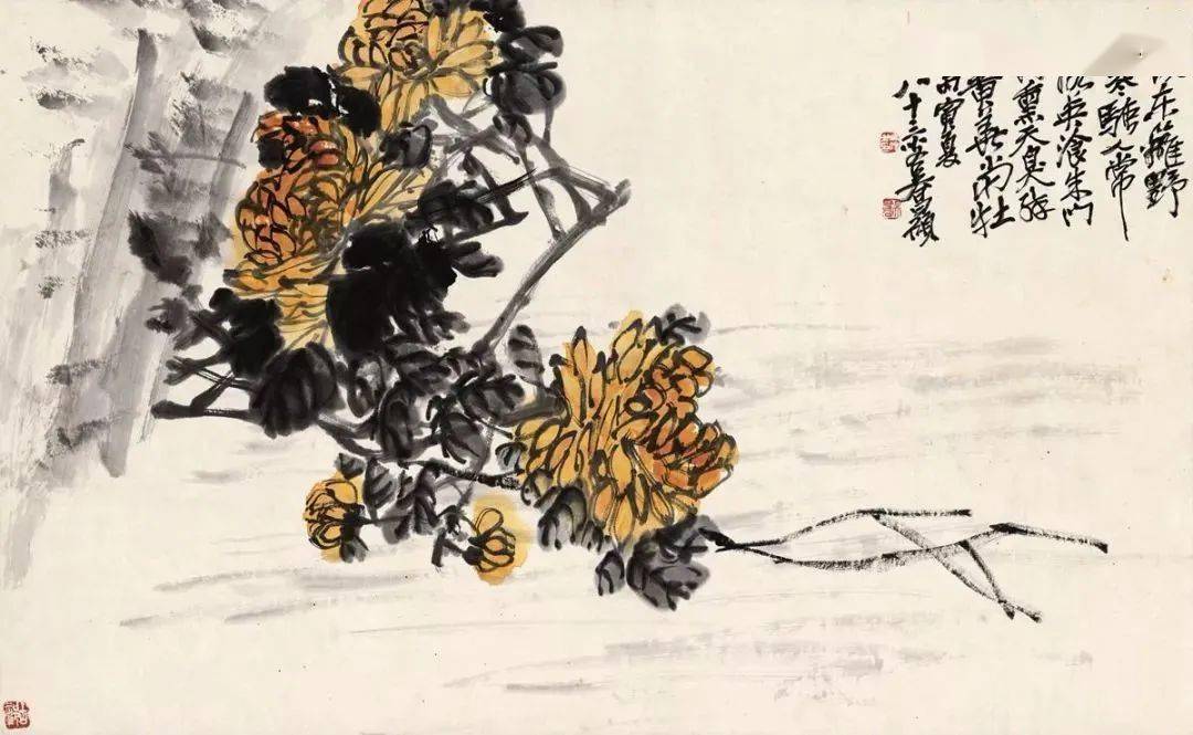 吴昌硕菊花小品，有奇趣_国画_九月_合作