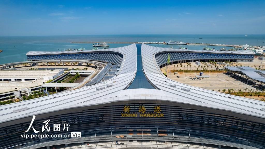2023年8月17日,俯瞰进入建设收尾阶段的海口新海港综