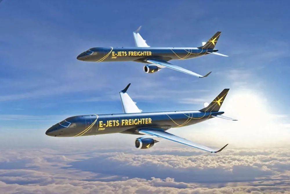 巴航工业展示首架e190客改货照片,载荷10.7吨,航程最高4500公里