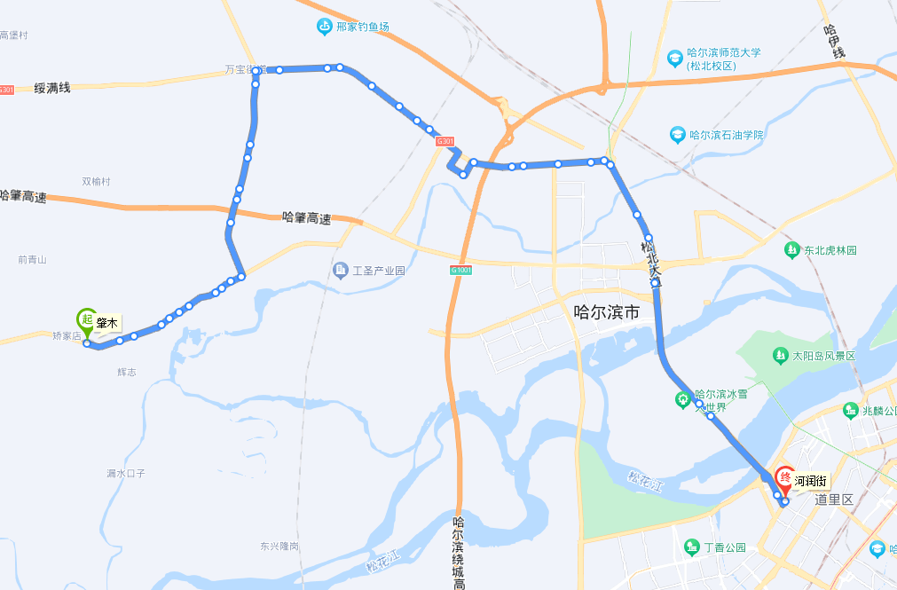 哈市59路公交车路线图图片