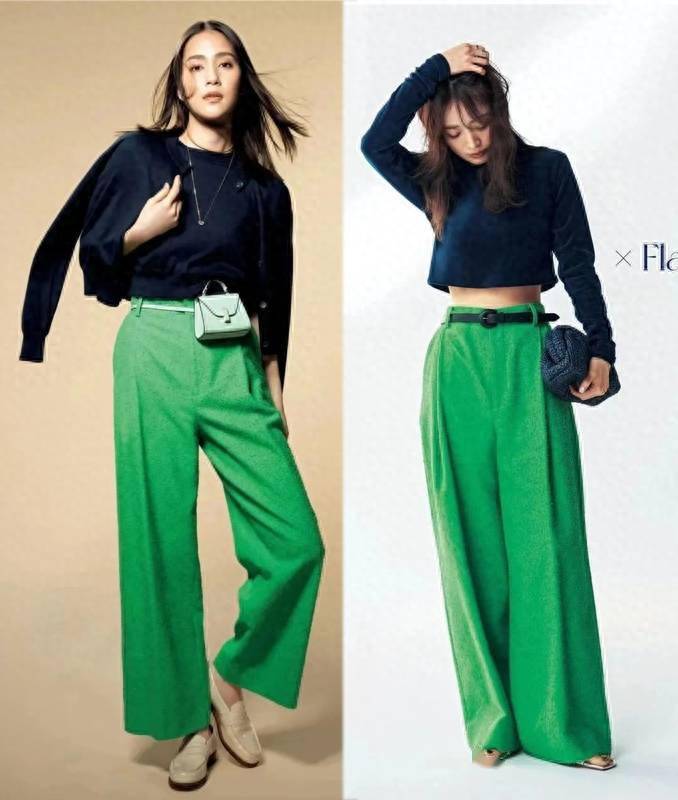 记得在穿搭中加一点"绿",减龄又时髦_绿色_衬衫_黑色