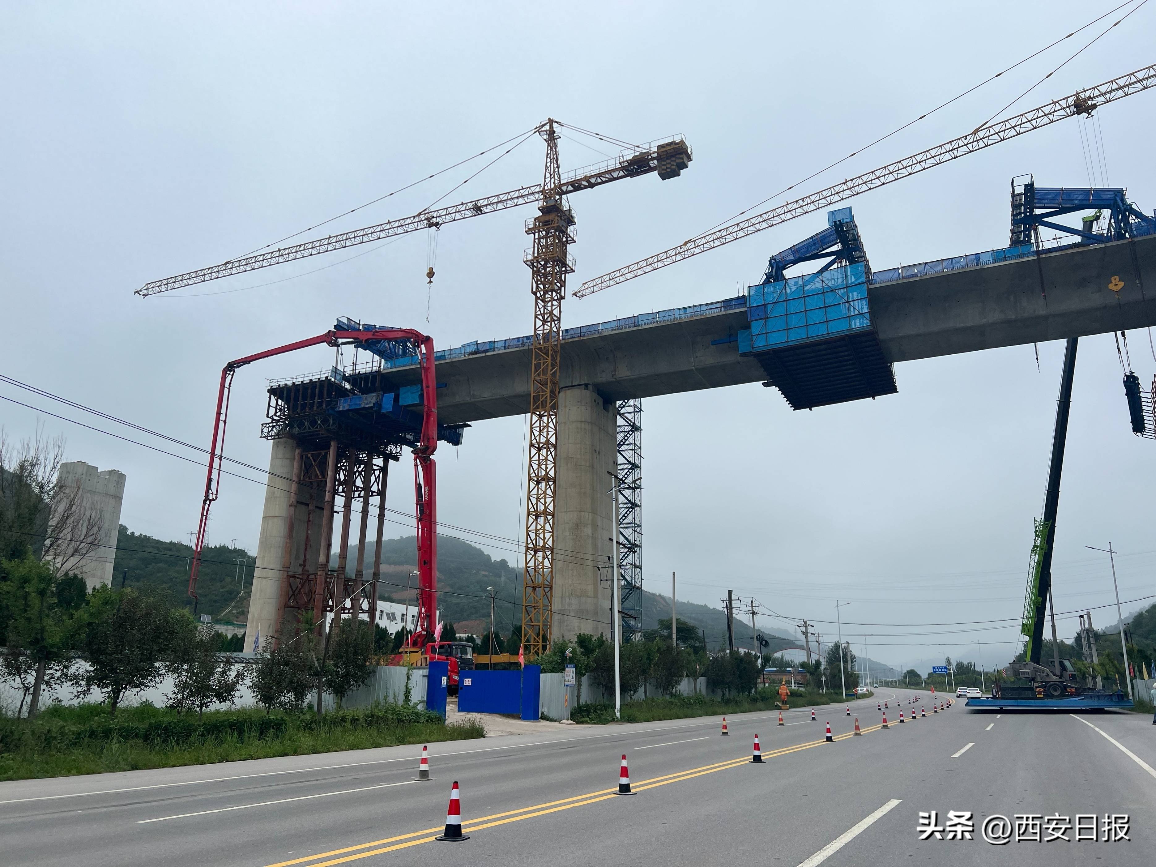 进度条更新!西延高铁牛武川大桥跨G309国道连续梁顺利合龙_施工_延安_西安