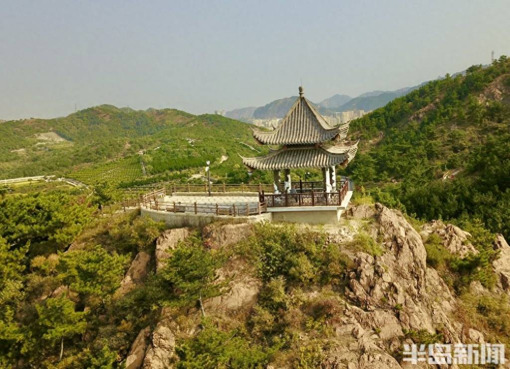 10月17日,岛城迎来秋高气爽的好天气,在老虎山公园,秋色轻染枝头,在