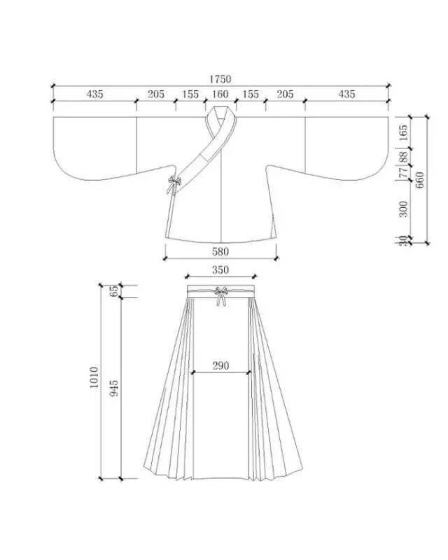 汉服襦裙打板纸样图图片