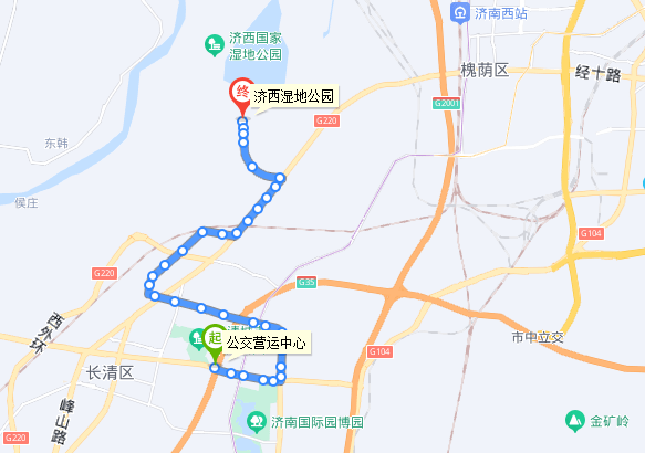 線路公交營運中心(車場門口)-章丘(山東技師學院)10k302路詳細線路