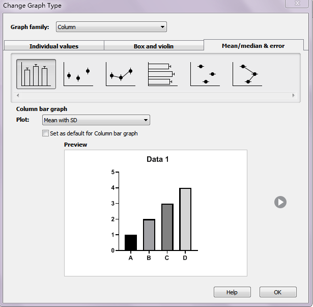 graphpad作单个柱子组成的柱状图的方法