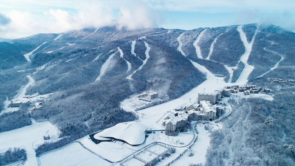 滑雪场全景图图片