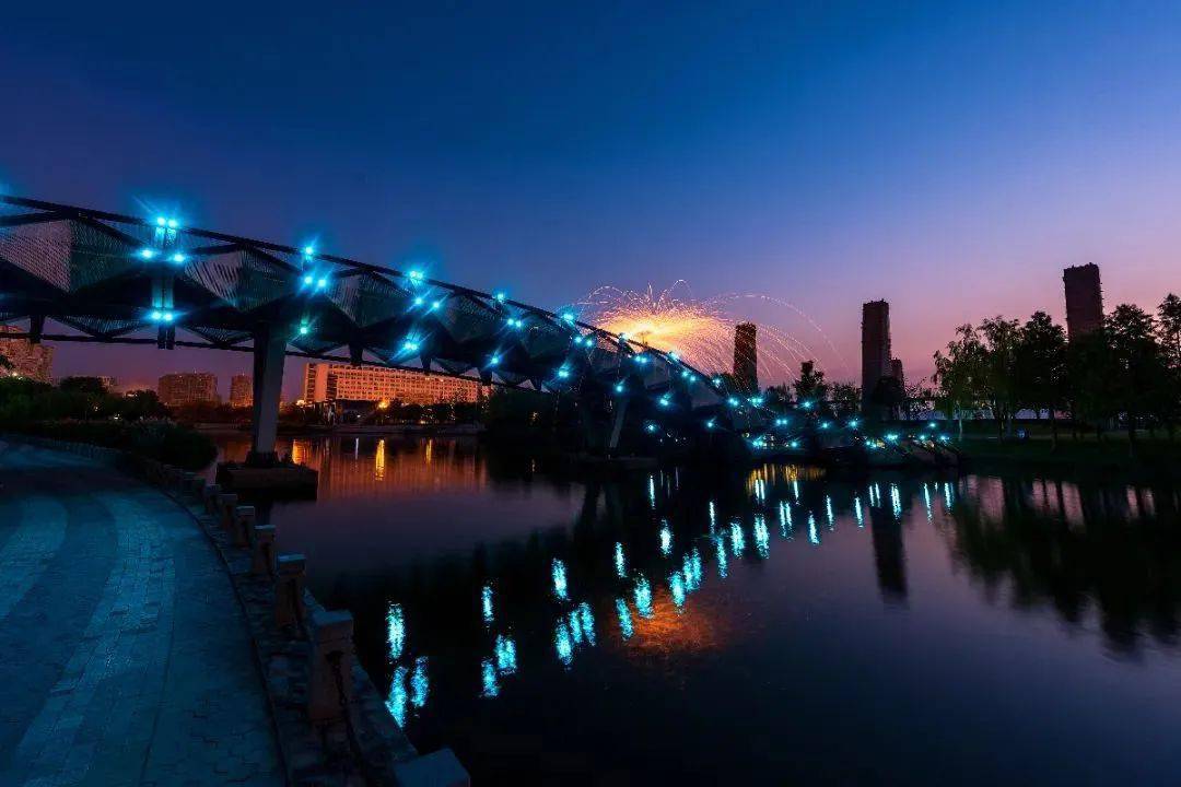 奉化仁湖公园夜景图片