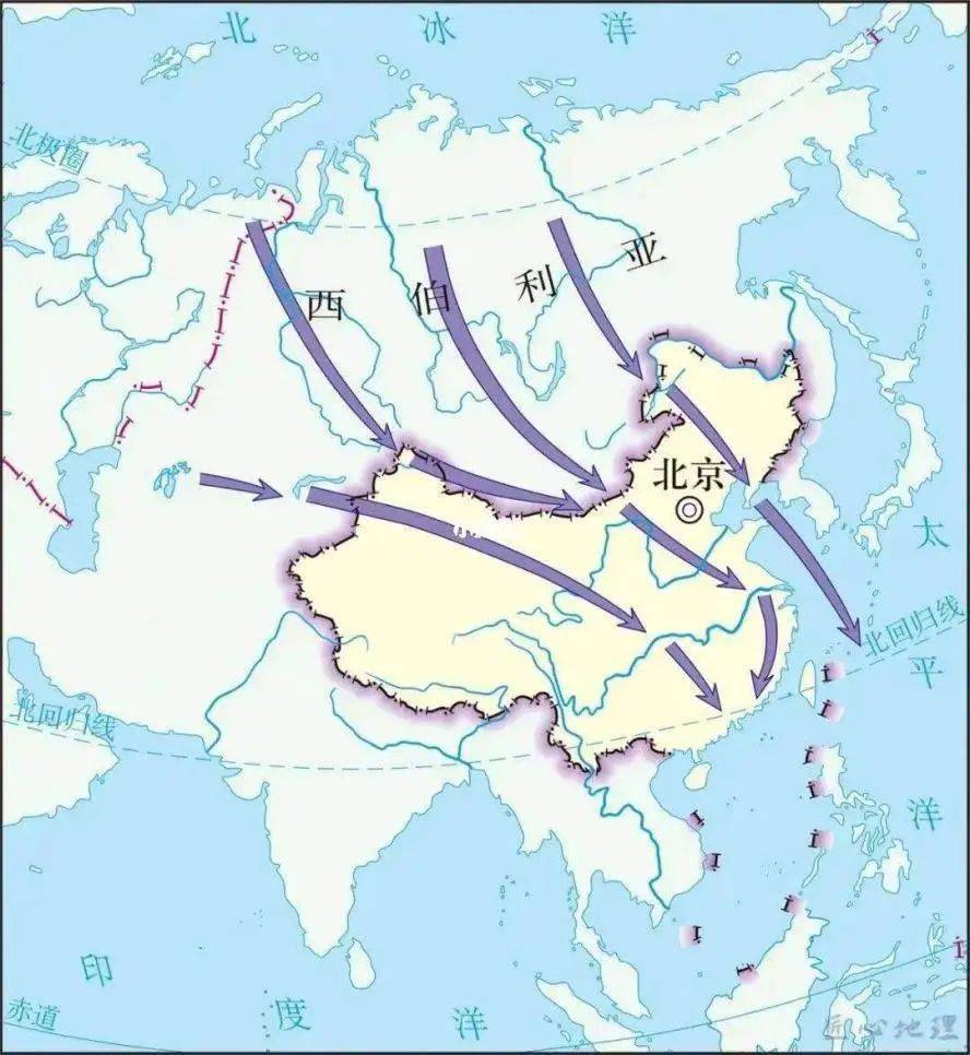 冷空气南下示意图图片