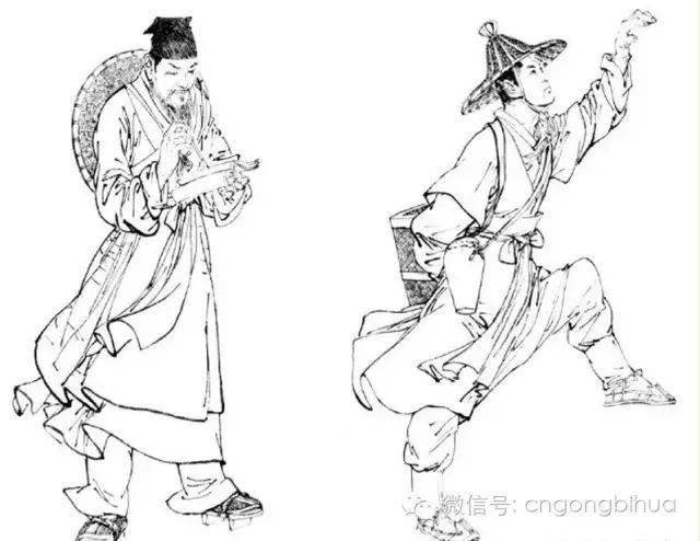 明代的旅行家徐霞客,医学家李时珍,以独特的装束,姿态恰如其分地描绘