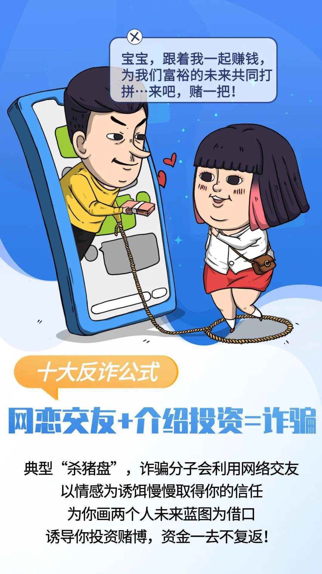 反诈宣传:将电信诈骗常见的十个"公式"画成海报,请看好您的钱袋子!