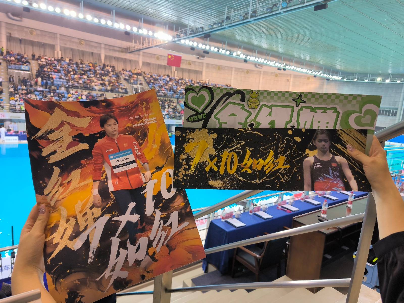 陈芋汐蝉联全国跳水锦标赛冠军,全红婵9分惜败,观众举横幅为运动员