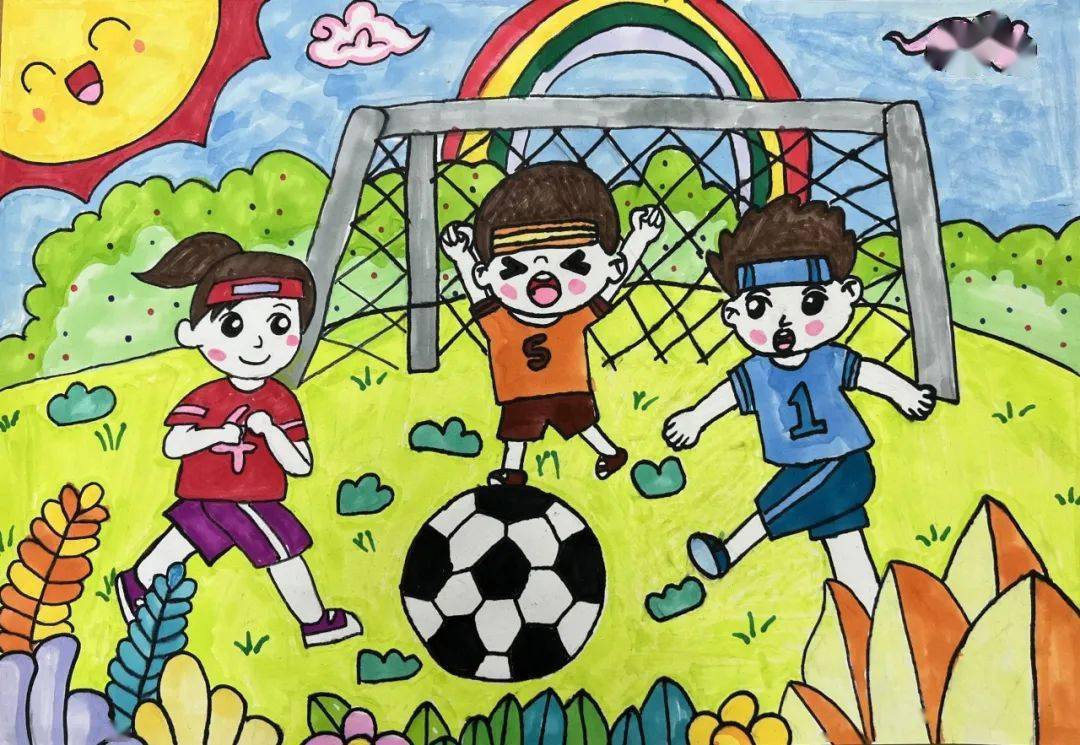 足球图画 儿童绘画图片