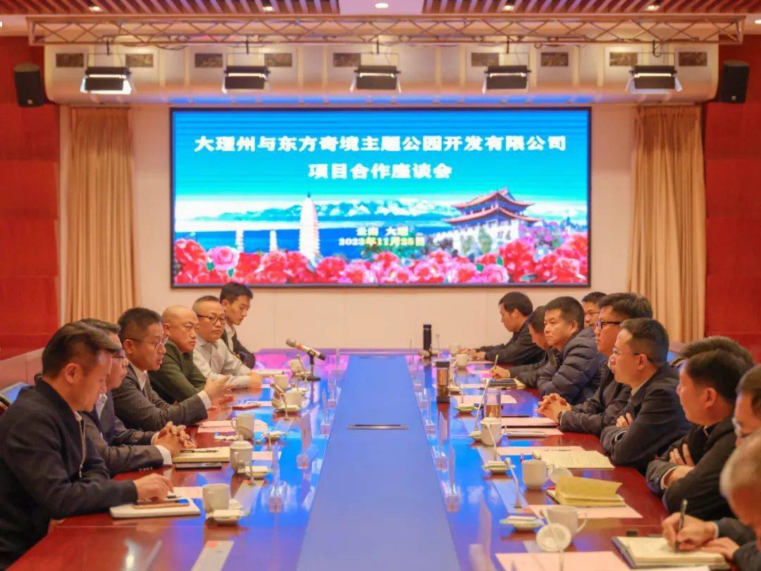 我州与东方奇境主题公园开发有限公司举行项目合作座谈会_旅游_大理