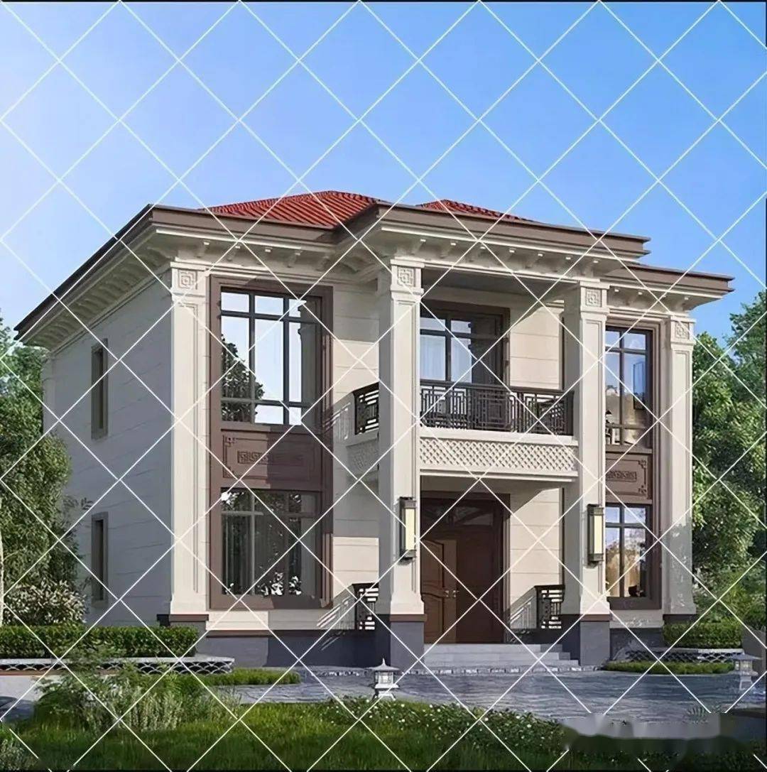 21套左右对称二层别墅美感十足自建房,二层对称结构农村自建房_房屋