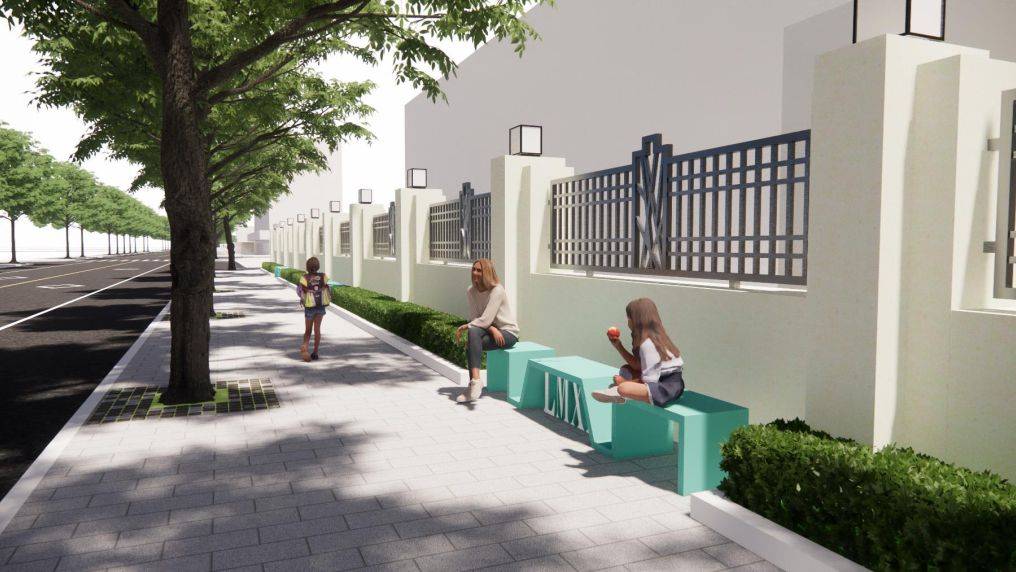 节点4:黎明小学围墙提升改造前后对比图(上为现状,下为效果图)4