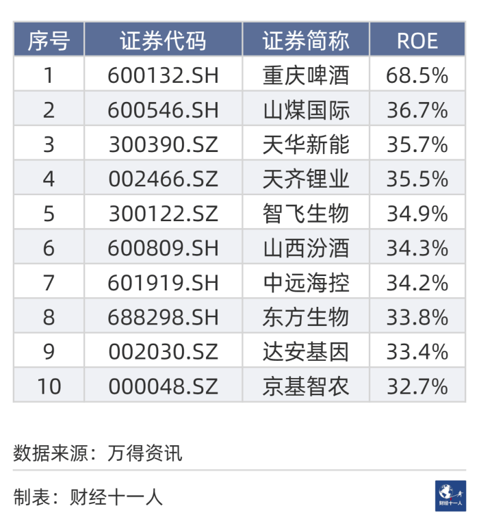 2023年，A股的十强公司