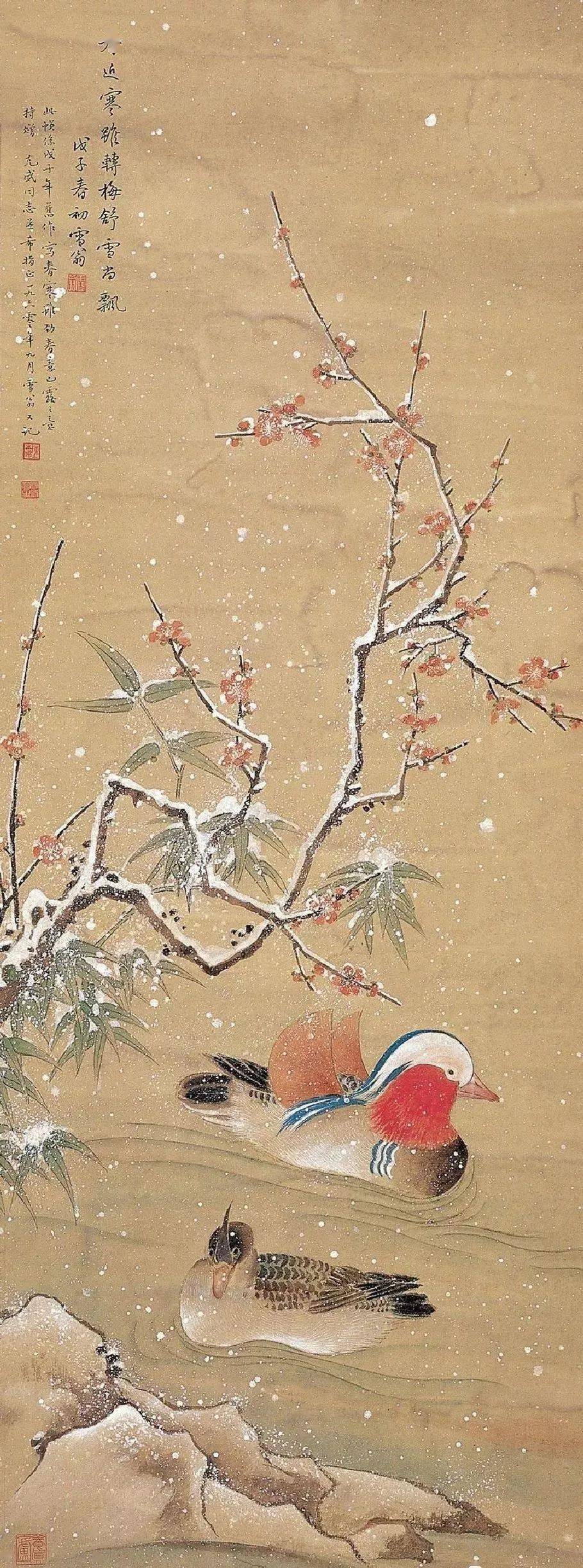 雪翁花鸟，清新典雅！_作品_笔墨_图案