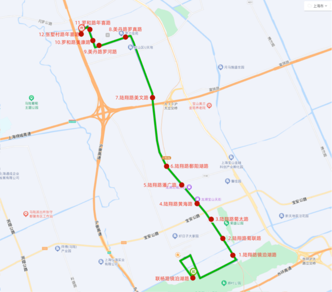 宝山15路线路图图片