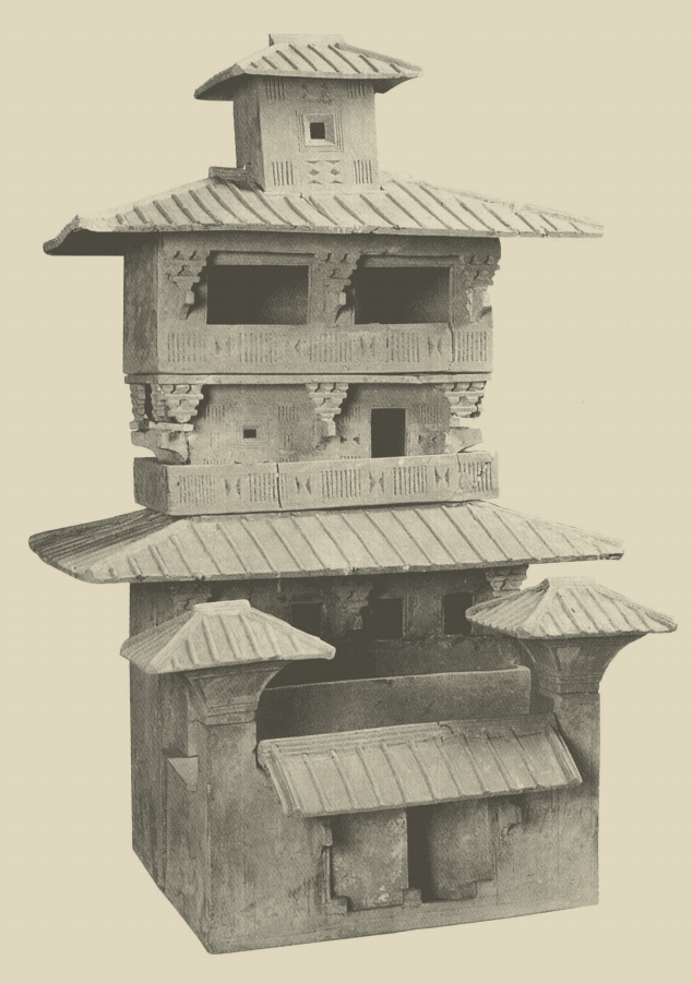 河南出土汉代建筑明器99五层灰陶仓楼